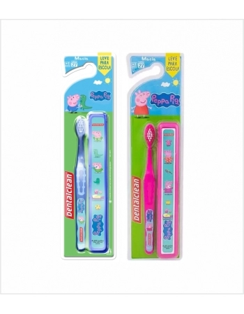 ESCOVA DENTAL INFANTIL PEPPA PIG COM ESTOJO EXTRA MACIA DENTALCLEAN