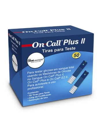 TIRAS TESTE GLICOSE SANGUE FRASCO COM 50UN ON CALL PLUS II MEDLEVENSOHN