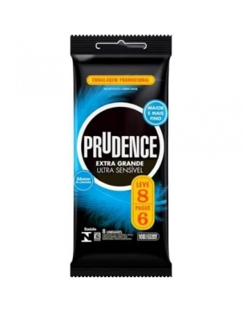 PRESERVATIVO PRUDENCE LV8 PG6 EXTRA GRANDE ULTRA SENSIVEL PRUDENCE