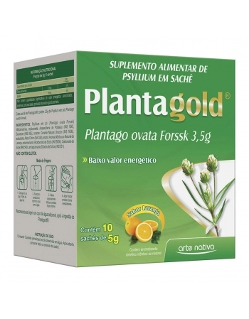 PLANTAGOLD PSYLLIUM 5G COM 10 SACHES SABOR LARANJA ARTE NATIVA