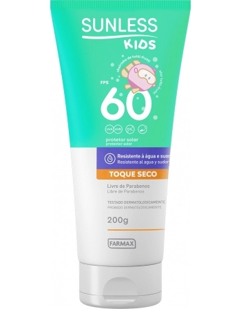 PROTETOR SOLAR FPS 60 KIDS SUNLESS 200G FARMAX