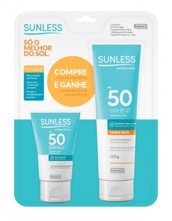 KIT PROTETOR SOLAR FPS 50 120G + FACIAL FPS 50 GRATIS SUNLESS FARMAX