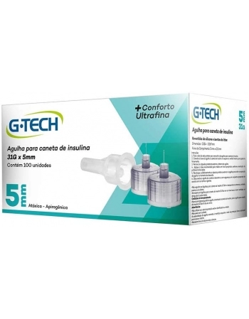 AGULHA PARA CANETA DE INSULINA 5MM 31G COM 100UN GTECH G-TECH