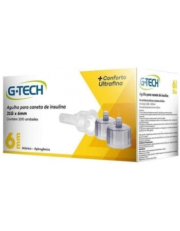 AGULHA PARA CANETA DE INSULINA 6MM 31G COM 100UN GTECH G-TECH