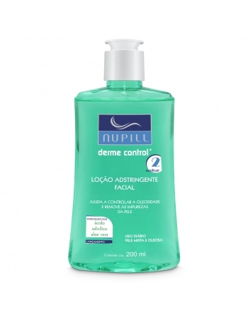 LOCAO ADSTRINGENTE FACIAL DERME CONTROL 200ML NUPILL