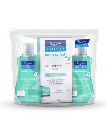 KIT VIAGEM DERME CONTROL (SABONETEFAC/LOC.ADST/GEL HIDRATANTE) NUPILL