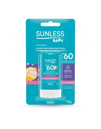 PROTETOR SOLAR FPS 60 BABY BASTAO SUNLESS 15G FARMAX