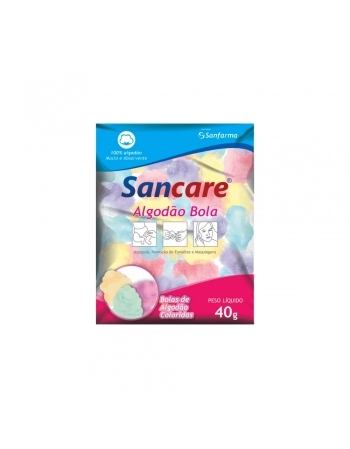 ALGODAO 40G BOLAS COLORIDO SANCARE SANFARMA