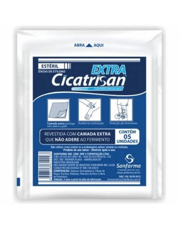 COMPRESSA NAO ADERENTE ESTERIL EXTRA CICATRISAN COM 5 SANFARMA