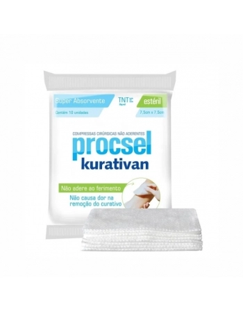 COMPRESSA NAO ADERENTE ESTERIL KURATIVAN COM 10 PROCSEL