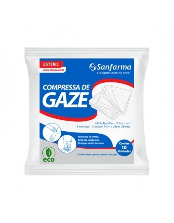 COMPRESSA DE GAZE 11 FIOS COM 10 SANFARMA