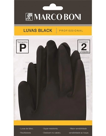 LUVA PROFISSIONAL PRETA P COM 2UN MARCO BONI