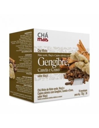 CHA COM 10 SACHES GENGIBRE CANELA E CRAVO 15G CHA MAIS