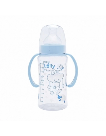 MAMADEIRA COM ALCA T2 BICO ORTODONTICO 330ML R13068/01 AZUL LOLLY