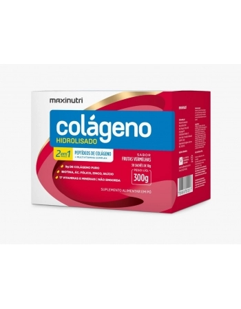 COLAGENO HIDR. 2EM1 SACHE FRUTAS VERMELHAS 30 X 10G MAXINUTRI