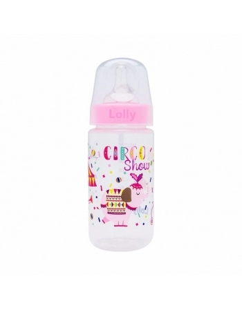MAMADEIRA BICO SILICONE REDONDO 300ML R11365/01 ROSA LOLLY