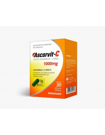 ASCORVIT-C 1000MG COM 30 CAPS (VITAMINA C+ZINCO) MAXINUTRI