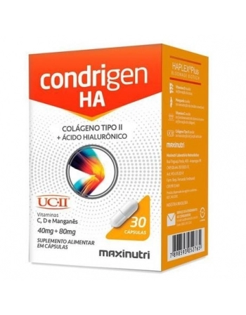 CONDRIGEN H.A (COLAGENO TIPO II+AC HIALURONICO) COM 30 CAPS MAXINUTRI