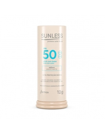 PROTETOR SOLAR FACIAL STICK FPS50 C/ BASE MEDIA SUNLESS 12G