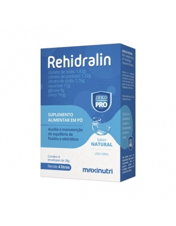 REHIDRALIN - CX C/ 04 ENVELOPES DE 28G - SABOR NATURAL MAXINUTRI