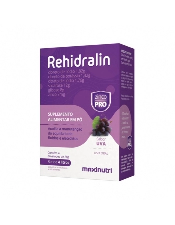 REHIDRALIN - CX C/ 04 ENVELOPES DE 28G - SABOR UVA MAXINUTRI