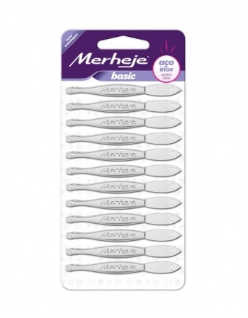 PINCA DEPILATORIA BASIC INOX CARTELA COM 12UN MEREJE