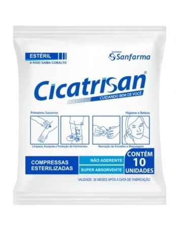 COMPRESSA NAO ADERENTE ESTERIL CICATRISAN COM 10 SANFARMA