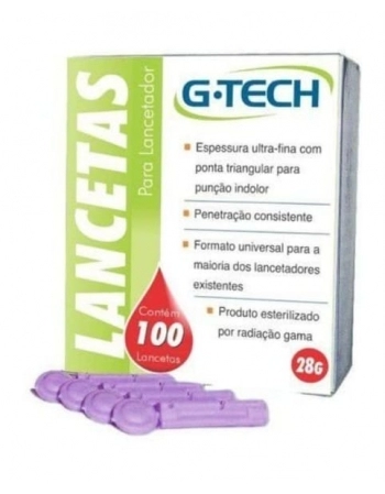 LANCETAS PARA LANCETADOR 28G COM 100 G-TECH