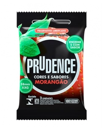 PRESERVATIVO PRUDENCE COM 3 MORANGAO XXG 58MM PRUDENCE