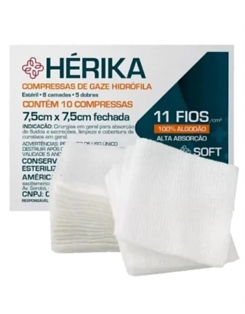 COMPRESSA DE GAZE HERIKA 11 FIOS C/10