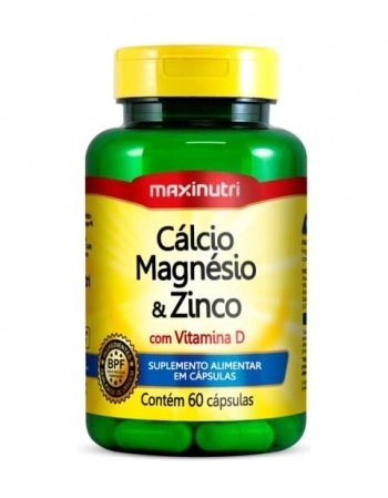 CALCIO + MAGNESIO + ZINCO COM 60 CAPS MAXI MAXINUTRI