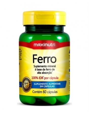FERRO QUELATO COM 60 CAPS MAXINUTRI