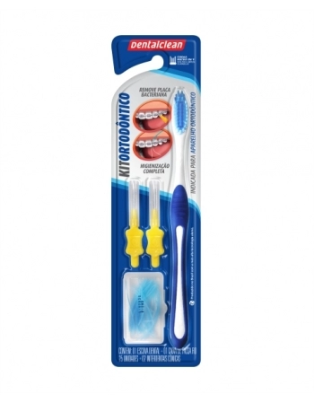 KIT ORTODONTICO ESCOVA + PASSA FIO + INTERDENTAL DENTALCLEAN