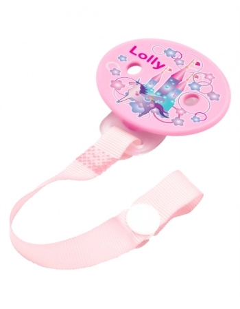 PRENDEDOR CHUPETA COM CORRENTE MD R7071/01 ROSA LOLLY