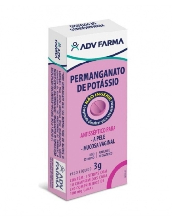 PERMANGANATO DE POTASSIO 100G COM 30 COMPRIMIDOS ADV