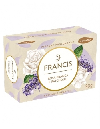 SABONETE BARRA VEGETAL ROSA BRANCA E PATCHOULI 90G FRANCIS