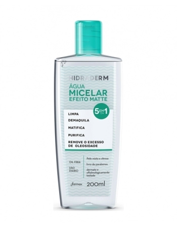 AGUA MICELAR 5EM1 EFEITO MATTE HIDRADERM 200ML FARMAX