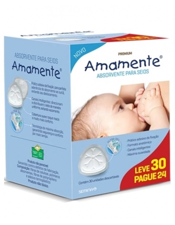 ABSORVENTE PARA SEIOS LEVE30 PAGUE24 AMAMENTE KY