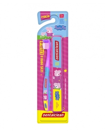 ESCOVA DENTAL INFANTIL PEPPA PIG COM ESTOJO MACIA DENTALCLEAN