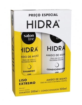 KIT SHAMPOO+CONDICIONADOR AMIDO DE MILHO HIDRA 300ML SALON LINE