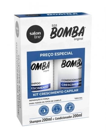 KIT SHAMPOO+CONDICIONADOR SOS BOMBA CRESCIMENTO 200ML SALON LINE