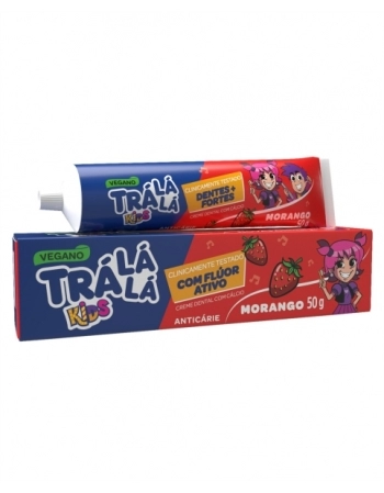 CREME DENTAL TRALALA MORANGO COM FLUOR 50G TRA LA LA