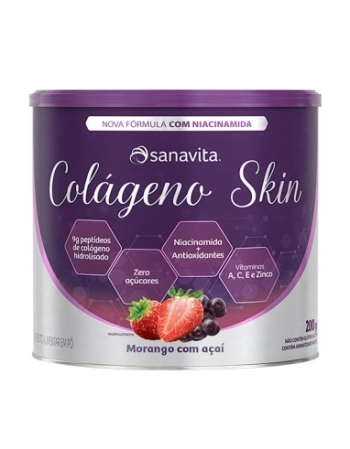 COLAGENO SKIN NIAC MORANGO C/ACAI 200G SANAVITA