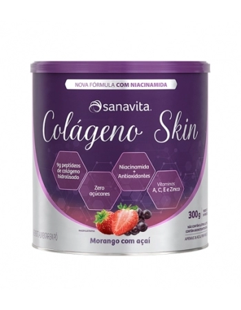 COLAGENO SKIN NIAC MORANGO E ACAI 300G SANAVITA