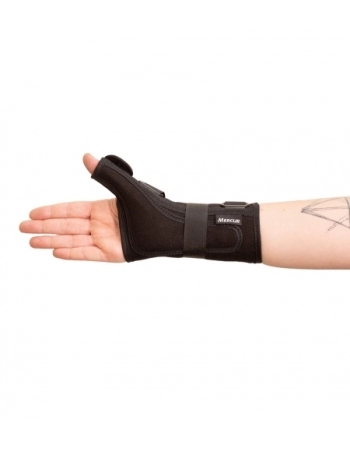 ORTESE CURTA PUNHO COM TALA PARA POLEGAR DIREITA PRETA P MERCUR