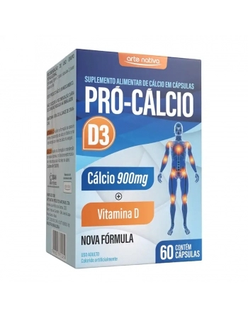 PRO CALCIO D3 500MG COM 60 CAPSULAS ARTE NATIVA