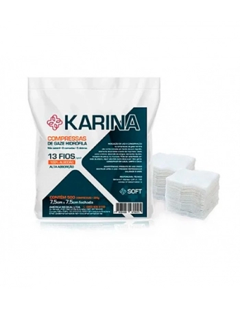 COMPRESSA DE GAZE 13 FIOS COM 500 KARINA AMERICA