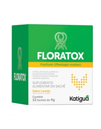 FLORATOX PSYLLIUM LARANJA SACHE 12X4G KATIGUA