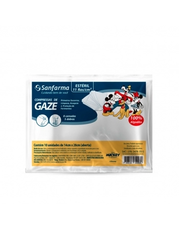 COMPRESSA DE GAZE ESTERIL 300X10 11 FIOS MICKEY