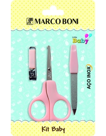 KIT MANICURE INFANTIL 3 PECAS ROSA 6163B/ MARCO BONI